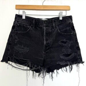 AGOLDE black wash distressed denim shorts 27